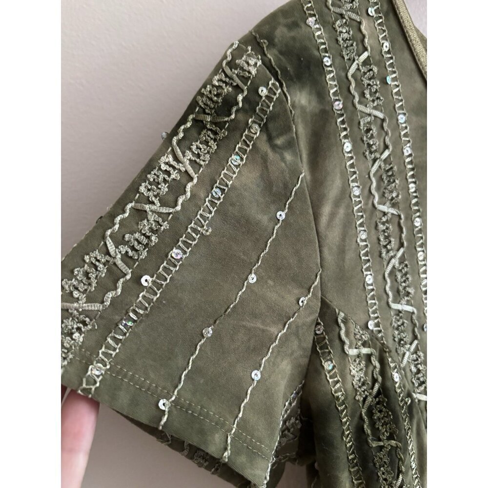 Sami & Jo Plus Green Midi Fit and flare dress Short Sleeve Sequins Fairy Large - Picture 9 of 15